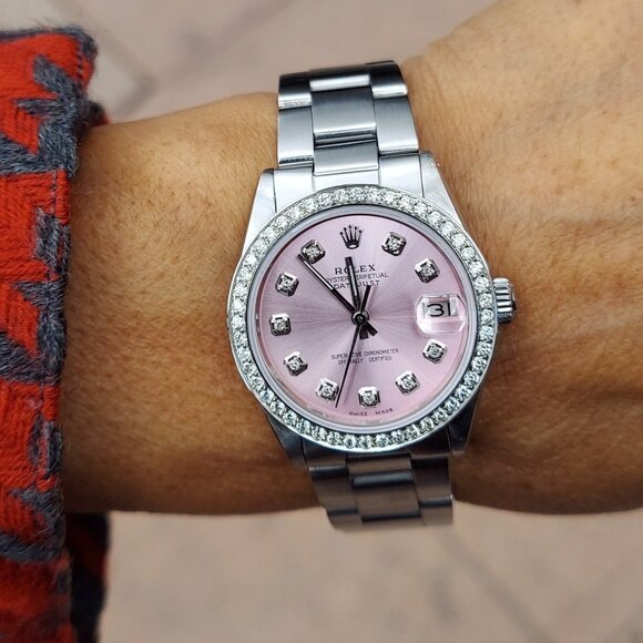 Rolex Ladies datejust 31mm Pink diamond steel oyster